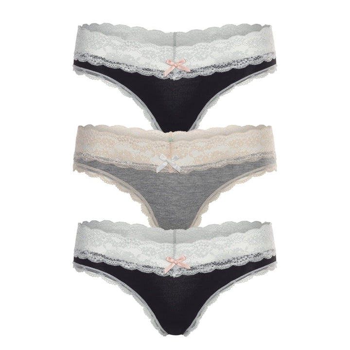 Ahna Thong 3-Pack in Black Silver/Heather Grey/Black Silver