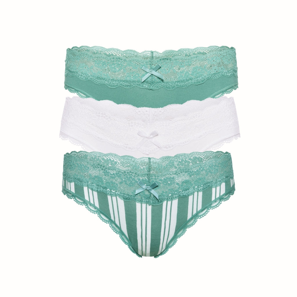Ahna Thong 3-Pack in Jade Mist/Cream/Jade Mist Cream Stripe