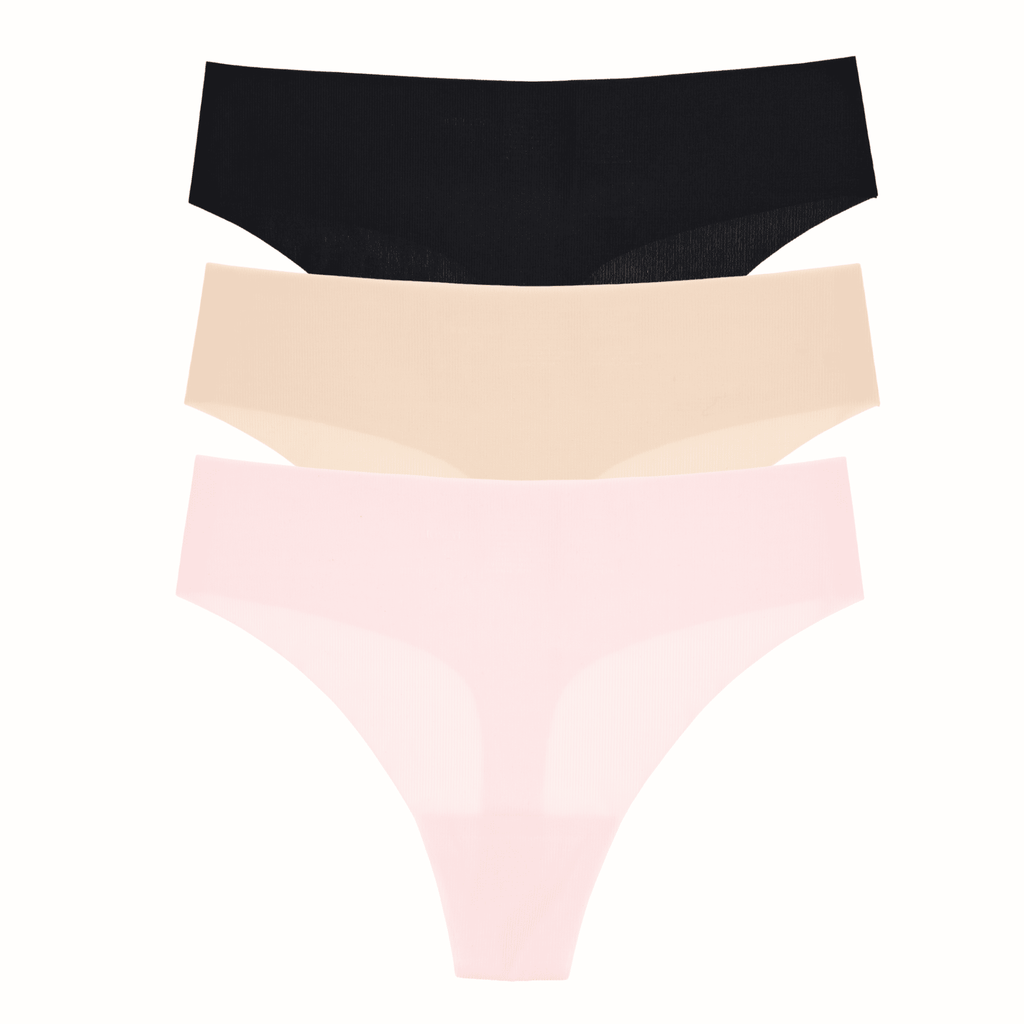 Like Nothing Thong 3-Pack in Basics & Budding Pink