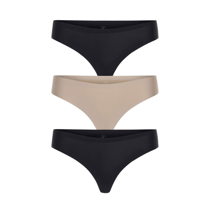 Skinz Thong 3-Pack In Black/Nude/Black